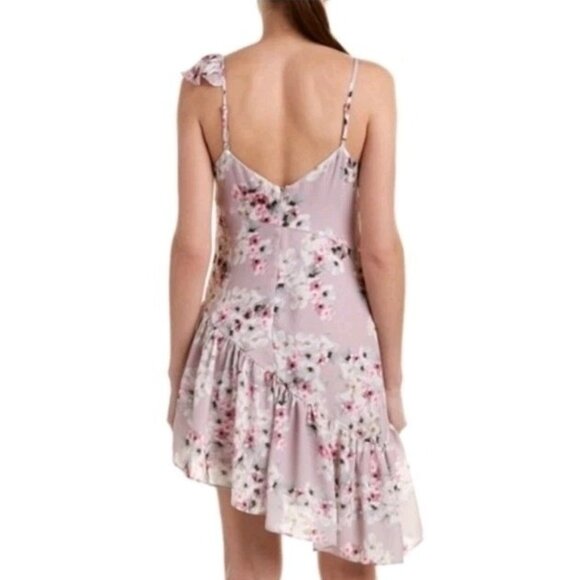 Parker Asymmetrical Ruffled Floral Print Dress Pink Size Large NWT $378 - Picture 3 of 12